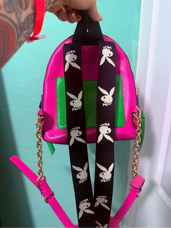 Marc Jacobs x playboy Hot Pink Leather Mini Backpack with Cream Top Panel main image 4